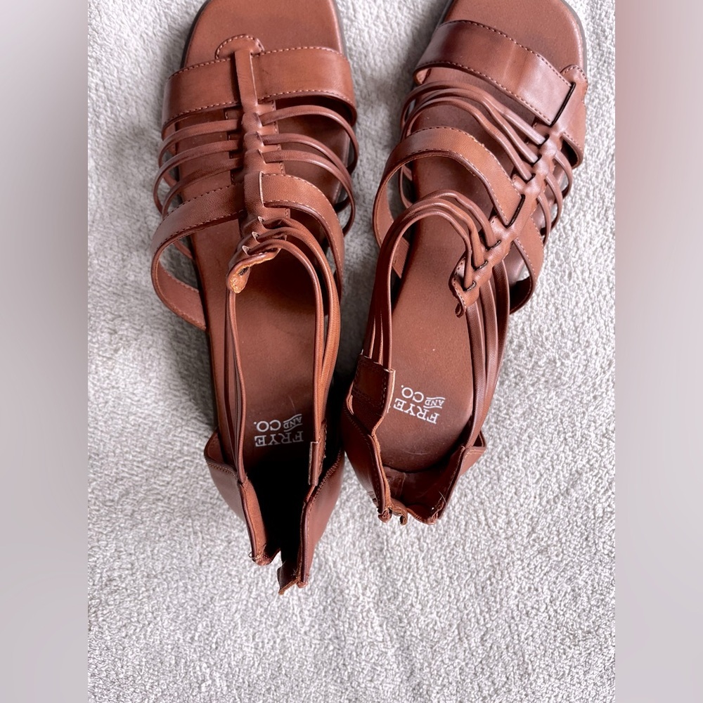 Frye and Co Teagan Brown Strappy Sandals Vegan Leather Size 11 Boho Western - Picture 4 of 8